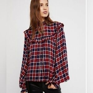 Free People Charlie Ruffle Top sz S EUC